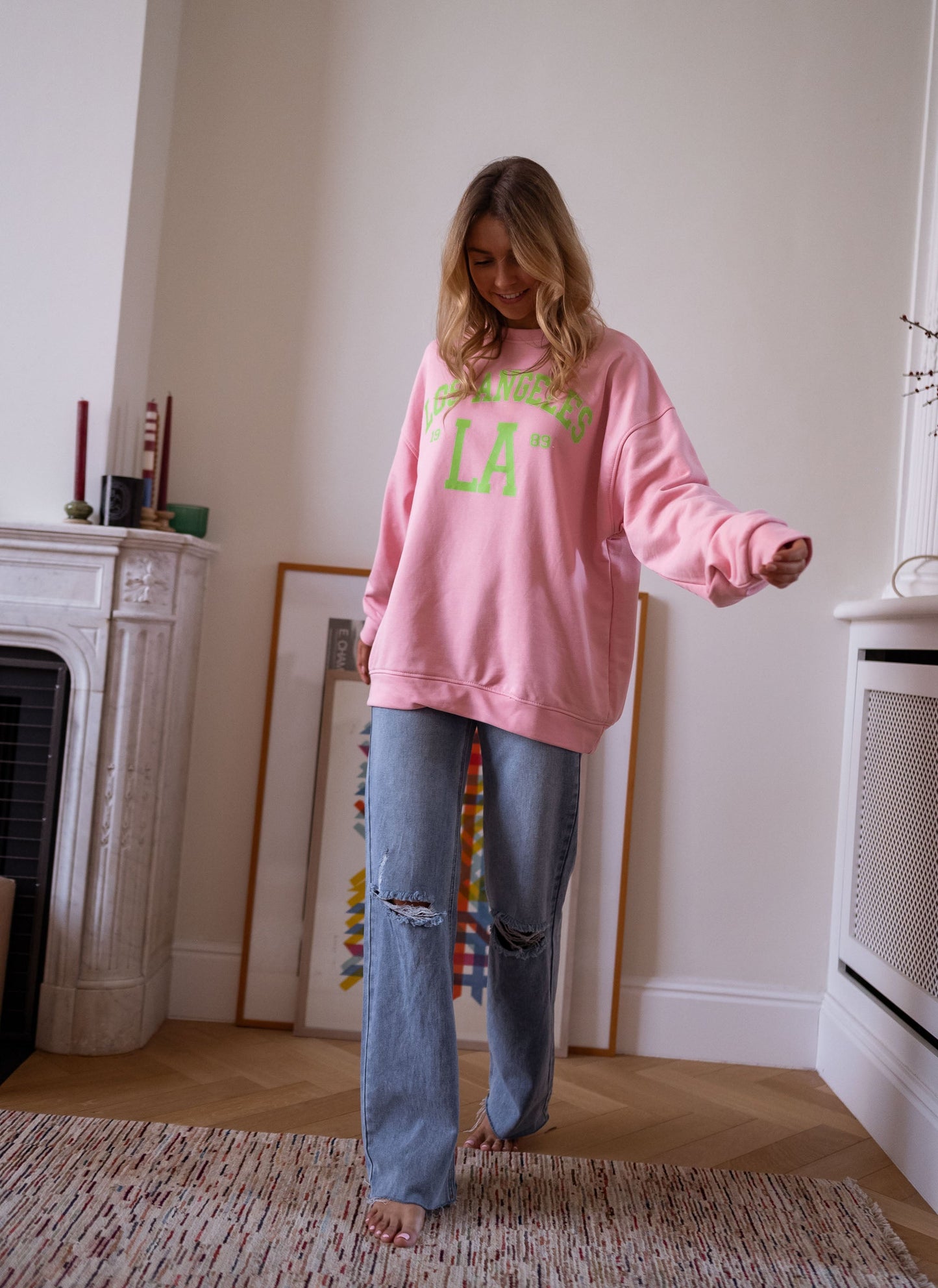 Pink and Green Los Angeles Sweater